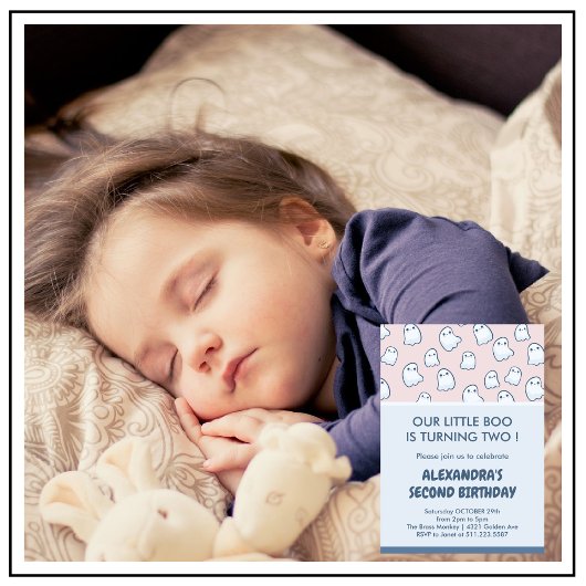 ハロウィーン2回目の誕生日招待状かわいい小さなブー 招待状