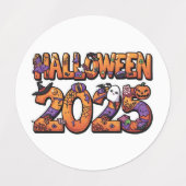 ハロウィーン2025 – 漫画カラフル切り出しシール ラベル (デザイン1)