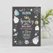 ハロウィーン2ND誕生日ガールズパーティー幽霊カボチャ 招待状 (スタンド正面)