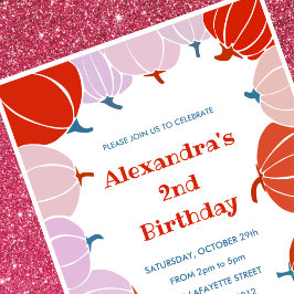 ハロウィーン2nd誕生日招待状カボチャ女 招待状