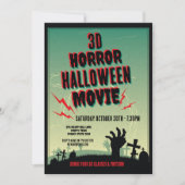 ハロウィーン3Dムービーホラーパーティの招待状 招待状 (正面)