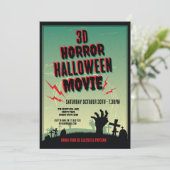 ハロウィーン3Dムービーホラーパーティの招待状 招待状 (スタンド正面)