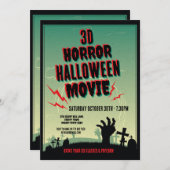 ハロウィーン3Dムービーホラーパーティの招待状 招待状 (正面/裏面)