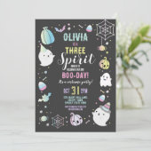 ハロウィーン3rd誕生日ガールズパーティー幽霊カボチャ 招待状 (スタンド正面)