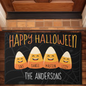 ハロウィーン4人家族キャンディーコーン ドアマット