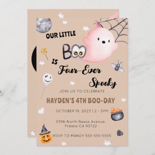 ハロウィーン4thバースデーフォーエバー不気味招待状 招待状 (正面/裏面)