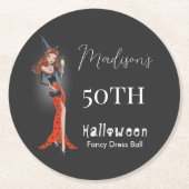 ハロウィーン50歳の誕生日パーティー ラウンドペーパーコースター (正面)