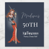 ハロウィーン50歳の誕生日パーティー ワインラベル (シングルラベル)
