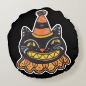 ハロウィーン おどけた道化師 ネコ ラウンドクッション (裏面)
