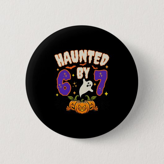 ハロウィーン おばけの67 ナンバー67 6 7 ミーム おもしろい 缶バッジ (正面)