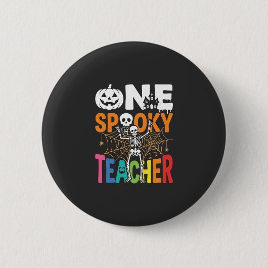 ハロウィーン おばけ先生のデザイン1 缶バッジ (正面)