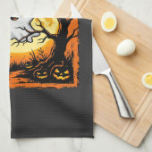 ハロウィーン おばけ かぼちゃ 幽霊 怖い 木 キッチンタオル (四つ折り)
