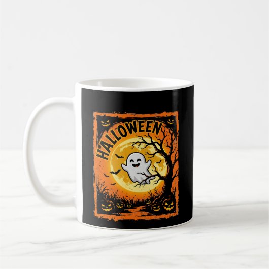 ハロウィーン おばけ かぼちゃ 幽霊 怖い 木 コーヒーマグカップ (左)