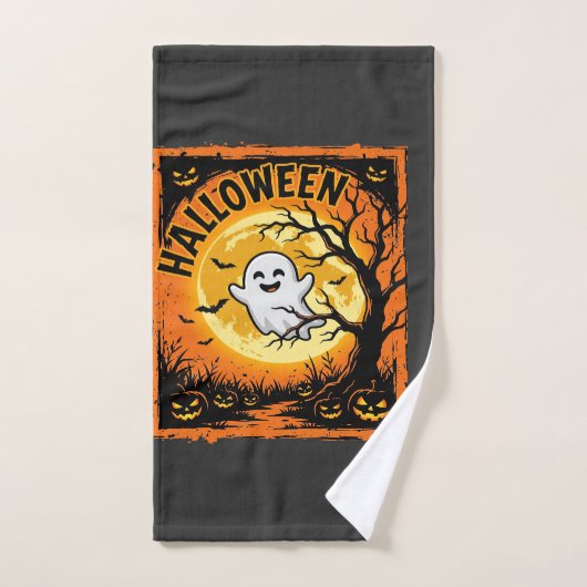 ハロウィーン おばけ かぼちゃ 幽霊 怖い 木 ハンドタオル (ハンドタオル)