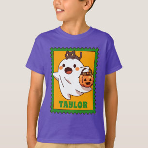 ハロウィーン おばけ トリック・オア・トリート カスタムテキスト スタンプ Tシャツ