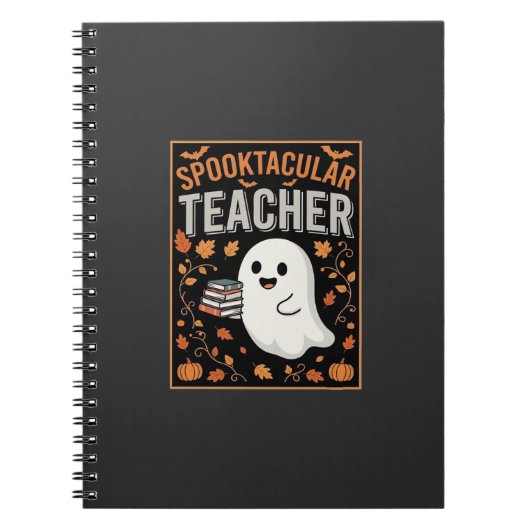 ハロウィーン おばけ 先生 スプタクラ デザイン 1 ノートブック (正面)