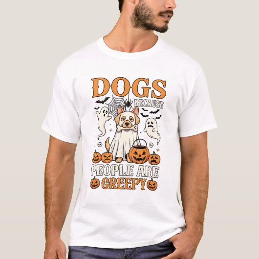 ハロウィーン おばけ 犬 Tシャツ (正面)