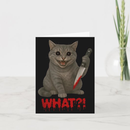 ハロウィーン おばけ 黒猫 かわいい 猫 血 カード (正面)