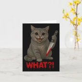 ハロウィーン おばけ 黒猫 かわいい 猫 血 カード (黄色い花)