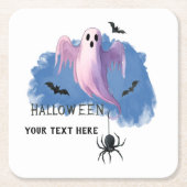 ハロウィーン お化けとクモ スクエアペーパーコースター (正面)