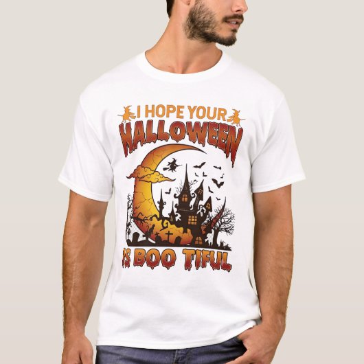 ハロウィーン お化け屋敷 三日月 バ Tシャツ (正面)