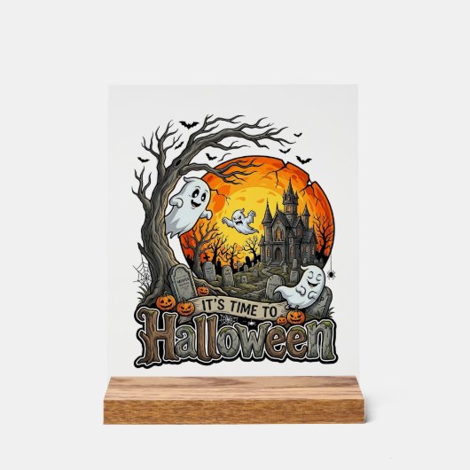 ハロウィーン お化け屋敷 墓場 スプーキー アクリルサイン (正面)