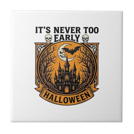 ハロウィーン お化け屋敷 月 コウモリ いつでもハロウィーン_1 タイル (正面)