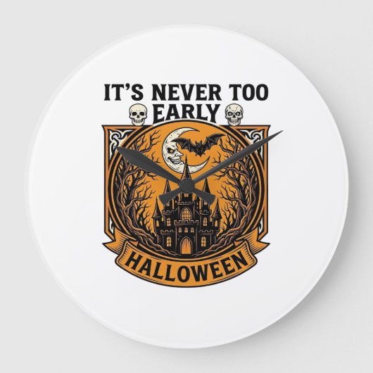 ハロウィーン お化け屋敷 月 コウモリ_1 ラージ壁時計 (正面)