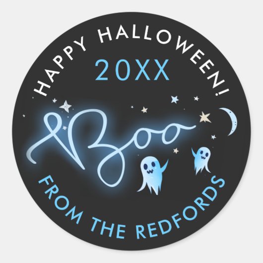 ハロウィーン お化け ゴースト 夜 ハロウィンパーティー ラウンドシール (正面)