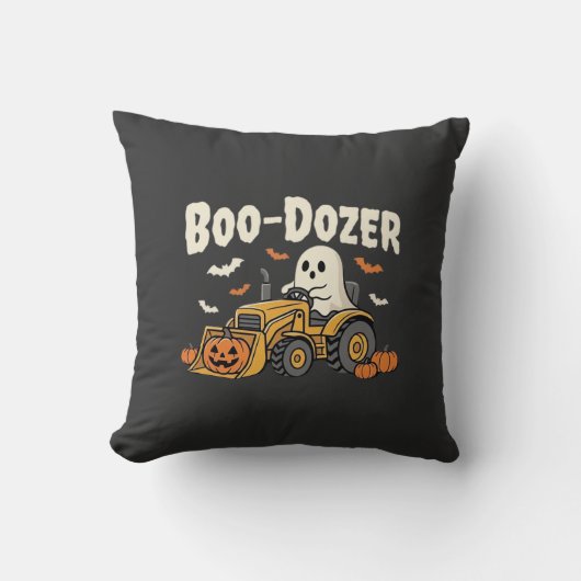 ハロウィーン お化け ブルドーザー デザイン_1 クッション (正面)