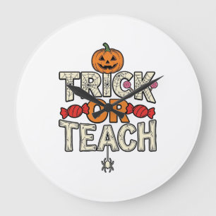 ハロウィーン お菓子をくれなきゃイタズラしちゃうぞ ハロウィーンの先生 ヴィンテージ ベクター デザ ラージ壁時計