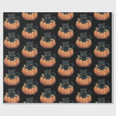 ハロウィーン かぼちゃ柄 かわいい黒猫 ラッピングペーパー (フラット)