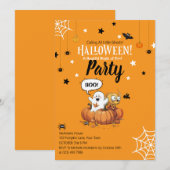 ハロウィーン かぼちゃ オバケ 招待状 (正面/裏面)