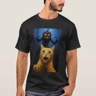 ハロウィーン かぼちゃ サウィン おもしろい 猫の自撮り Tシャツ