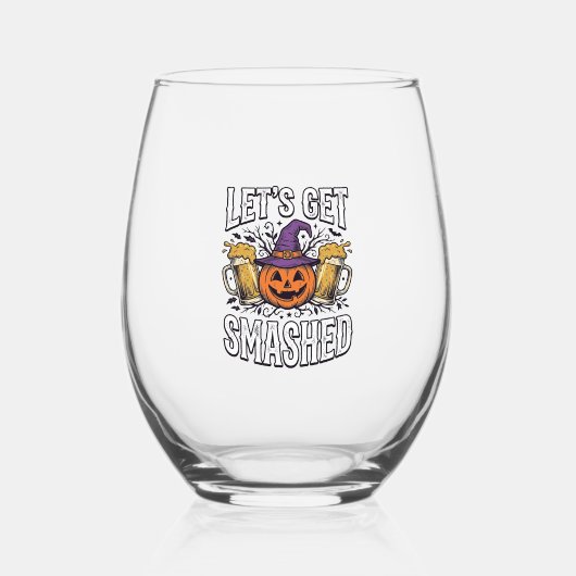 ハロウィーン かぼちゃ ビール 飲みまくり ステムなしワイングラス (正面)