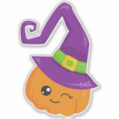 ハロウィーン、かぼちゃ、魔女の帽子、トリックまたは治療 シール (正面)