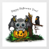 ハロウィーン、かわいいこうもり、レイヴンを待つ ウィンドウサイン (シート)