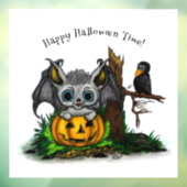 ハロウィーン、かわいいこうもり、レイヴンを待つ ウィンドウサイン (シート3)