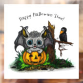 ハロウィーン、かわいいこうもり、レイヴンを待つ ウィンドウサイン (シート2)