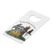 ハロウィーン、かわいいこうもり、レイヴンを待つ クレジットカード栓抜き (裏面アングル)