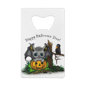 ハロウィーン、かわいいこうもり、レイヴンを待つ クレジットカード栓抜き (裏面)
