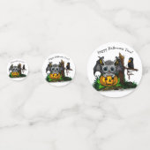 ハロウィーン、かわいいこうもり、レイヴンを待つ コンフェッティ (裏面)