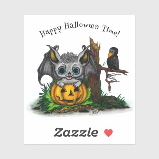 ハロウィーン、かわいいこうもり、レイヴンを待つ シール (シート)