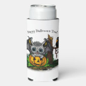 ハロウィーン、かわいいこうもり、レイヴンを待つ スリム缶クーラー (Seltzer裏面)