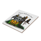 ハロウィーン、かわいいこうもり、レイヴンを待つ タイル (側面)