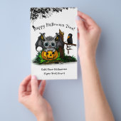 ハロウィーン、かわいいこうもり、レイヴンを待つ チラシ (ハンドル)