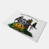 ハロウィーン、かわいいこうもり、レイヴンを待つ ドアマット (アングル)
