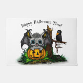ハロウィーン、かわいいこうもり、レイヴンを待つ ドアマット (正面)