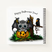 ハロウィーン、かわいいこうもり、レイヴンを待つ ノートブック (裏面)
