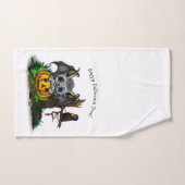 ハロウィーン、かわいいこうもり、レイヴンを待つ バスタオルセット (ハンドタオル)